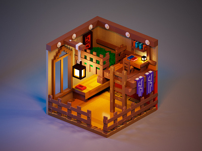 Hill Room 3d 3d art art design digital digital art digital illustration doodleart graphic design illustration magicavoxel voxel voxel art