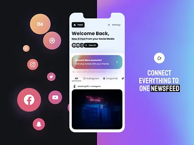 RSS Feed | Home Screen branding design feed figma home home screen logo minimal ui notofications posts social media social network ui