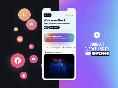 RSS Feed | Home Screen branding design feed figma home home screen logo minimal ui notofications posts social media social network ui