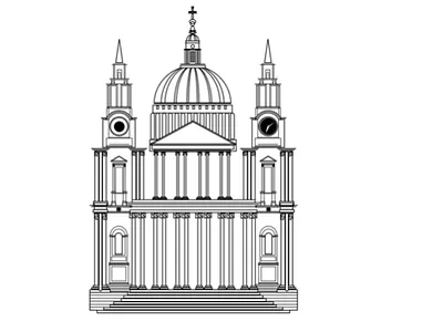 St Paul's Cathedral in London black and white church digital art illustration london