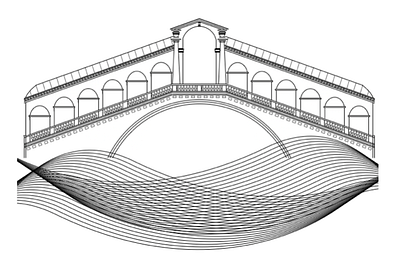 Rialto Bridge in Venice black and white building digital art illustration rialto bridge venice
