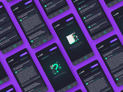 Activities Tab Screens | askCET Mobile UI activities animation answer community dark dark mode design explore forum graphic design illustration minimal mobile app modal modern question screens trending ui design ui ux