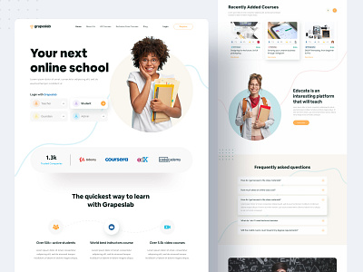 E-Learning Landing Page || Grapeslab anupdeb best designer design designer dribbble best shot e learning elearning grapeslab grapeslab team homepage minimal online course popular design team top designer web web design website