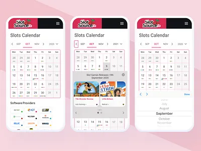 Slots Calendar - UX/UI Design art branding calendar design design designer gambling design gaming calendar gaming calendar design illustration minimal online gambling design online gaming online gaming design ui user experience design user interface design vector web design website design