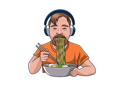 Eat Ramen cartoon cartoon character character cute cute design design doodleart illustration ramen vector