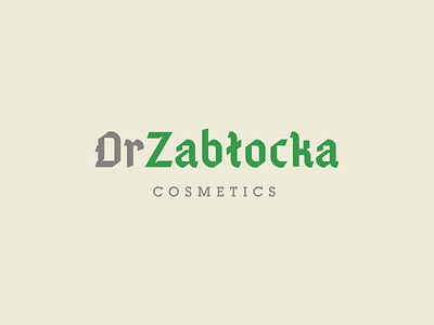 Logotype Doktor Zabłocka Cosmetics cosmetics cream creamy cross gothic gray green health healthy life lifestyle logotype minimal minimalist natural nature typography