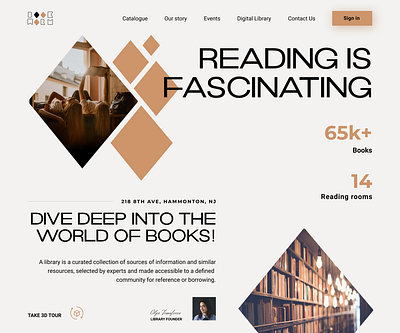 Library website 📚 books branding design figma first work library reading ui web web design