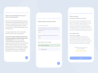 Learning flow for motherhood app app ui book clean design clean ui course education learn learning read reading app study text