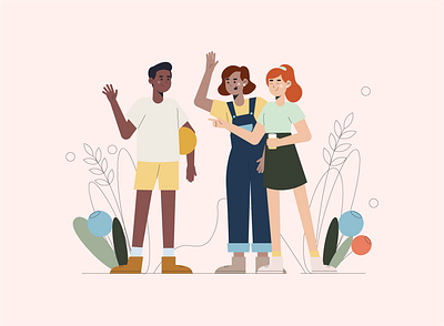 Friends art boyfriend flat friend friends girl girlfriend illustration illustration art man people vector