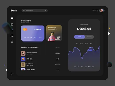 Finance dashboard dark mode 3d banking dashboard finance fintech geometric payment ux webdesign