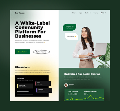 Design Exploration #1 business chart clean cta customer design discussion iteration landing page plant professional roadmap webflow wix women wordpress