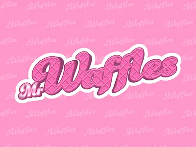 Mr Waffles hot pink ice cream logo mr waffle pink rotherham shanerounce sheffield vector waffle waffle shop waffles