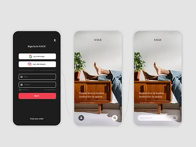 Home Decor Shopping App 'SAGE' interactiondesign searchbar shoppingapp uxuidesign
