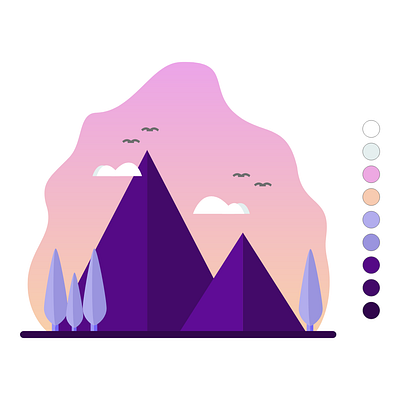 Sunset Mountain 3d illustration adobe xd animation app app design design flat illustation gradient graphic design illustration interface landing page landscape logo motion graphics mountain sunset ui design ui kit web design