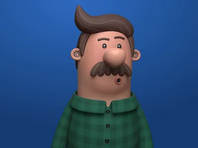 Gleeful Gary Animated Portrait 3d 3d character 3d close up 3d dad 3d middle aged man animated portrait animation character animation character design digital design motion graphics mustache