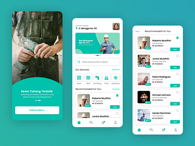 Tukang App app color graphic design lean mobile ux worker workman