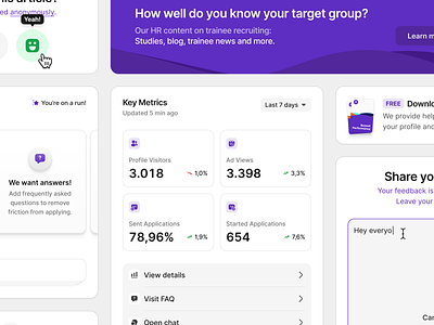 Ausbildung.de – Dashboard Components (Light Mode) buttons cards components dashboard diagram feedback form graph inputs navigation rating settings statistics tabs text area to do ui ui kit user interface ux