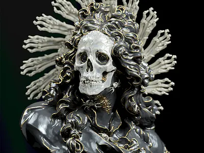 Gallean 3d c4d darkart design illustration nft render skull zbrush