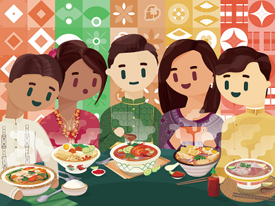 South East Asian Food! adobe illustrator ai art asian asian drawing digital art digital drawing digital illustration drawing filipino food drawing food illustration illustration illustrations illustrator people southeast asia southeast asian vector illustration vietnam