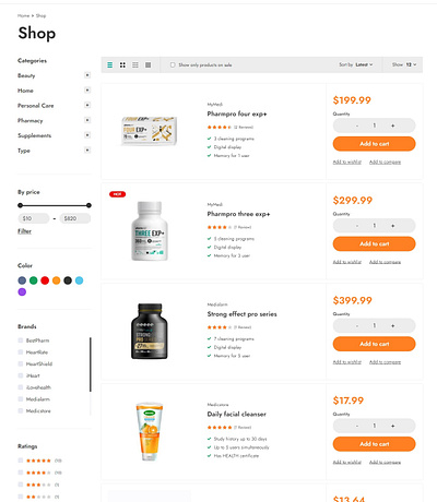 Ecommerce Shop page design ecoomerce ui website woocommerce wordpress wordpress ecommerce website