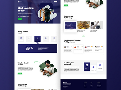 Financial & Investment Website black branding clean finance landing page layout lettering minimal modern simple typography ui ui design uidesign uiux ux vector web web design website