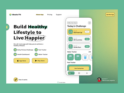 Health and Fitness Landing page fit fitness food graphic design gym health ideate landing page motion graphics ui ux website website desiging website design yoga zesan