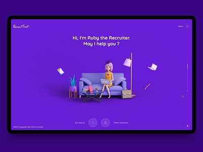 Recruit First Homepage 3d agency animation creative fullscreen interactive landing motion graphics wordpress