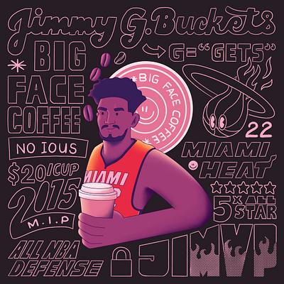 Basketball Alphabet: B is for Big Face Coffee 36daysoftype basketball illustration jimmybutler lettering nba sports