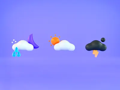 Weather 3D Icon 2d animation app appdesign apple design flat gif icon icon3d iconanimation icondesign illustration logo motion motion graphic rain ui weather weathericon