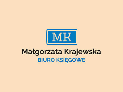 Logo For Małgorzata Krajewska Bioro Księgowe black blue book company corporation creamy creamy orange documents logo minimal minimalistic office orange paper papers work