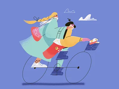 Girls on bike 2d animation adobe aftereffects animation animator art bicycle bike branding design dog feminine girls illustration motion motion design motion graphics path texture