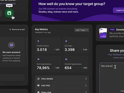 Ausbildung.de – Dashboard Components (Dark Mode) buttons cards components dark mode dark ui dashboard diagram feedback form graph inputs navigation rating statistics tabs to do ui ui kit user interface ux