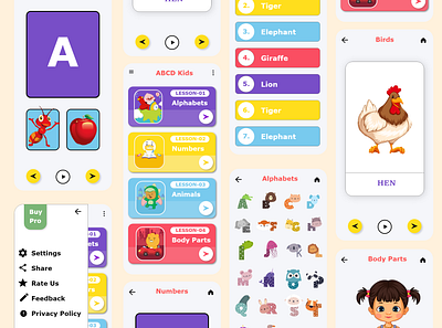 ABCD Kids App UI 123 3d abc abcd animals animation app branding dashboard design education elearning graphic design kids logo ux