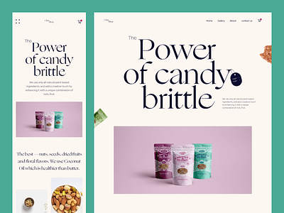 Candy Brittle Website(mobile responsive) animation app design design food landing page minimal mobile mobile app mobile responsive motion graphics popular shot responsive saidul islam typography ui ui design uiux uxdesign visual design website design