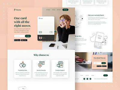 Fincom - Credit Card Website figma figma design finance fintech homepage illustration landingpage typography ui design uiux ux ux design web design web ui website