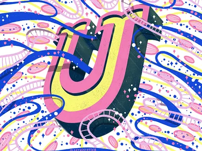2021 36DOT Series - Letter U drop cap fun hand drawn hand lettering illustration letter patterns playful shadow type typography whimsical