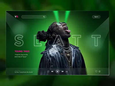Slatt Young Thug player concept UI design player typography ui ux web design youngthug