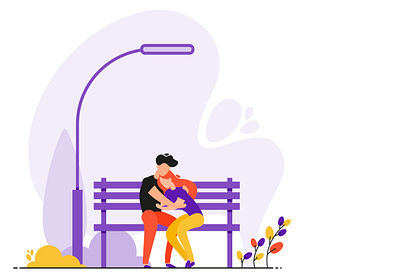 Couple on a bench art design flat illustration people person ui vector woman