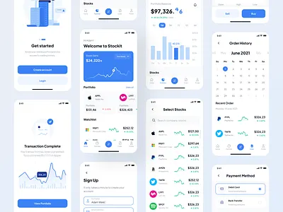 Stockit - UI Kit analytic android app branding clean design designer finance fintech ios mobile mobile app money stock ui ui8 uidesign uikit ux uxdesign