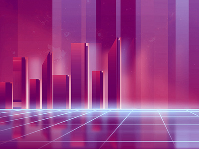 Distopia 80 city gradient illustration newretro