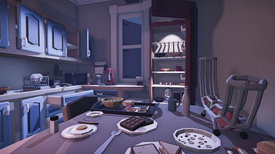 Kitchen 80`s 3d lowpoly spielberg stranger things unity