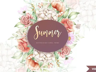 Summer watercolor floral wedding invitation card bundle background beautiful card collection decoration design floral flower frame graphic design illustration invitation logo spring vector vintage wedding
