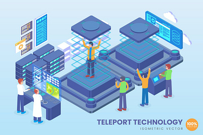 Isometric Teleport Technology Vector Concept 3d 3d animation 3d art 3d character 3d illustration agency app business concept conceptual flat illustration landing landing page page process technology vector web website