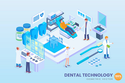 Isometric Dental Technology Vector Concept 3d 3d animation 3d art 3d character 3d illustration agency app business concept conceptual development flat illustration illustrations landing page page process vector web website