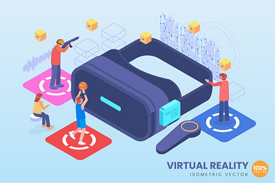 Isometric Virtual Reality Concept 3d 3d animation 3d art 3d character 3d illustration agency app concept conceptual development flat illustration landing landing page page process technology vector web website