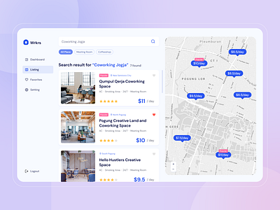 Coworking Space Search Page Exploration app coworking coworking space creative space property renting property search renting ui uiux ux web app web application web design