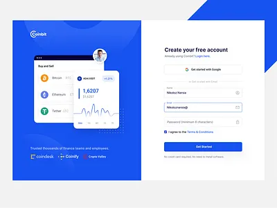 Coinbit _ Login bitcoin buy clean cryptocurrency design lit coin login sell ui ux web website zihad