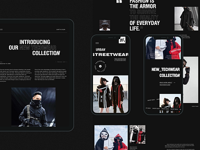 {streetWear} black concept cyberpunk dark ui fashion futuristic outfit streetwear style techwear urban web design