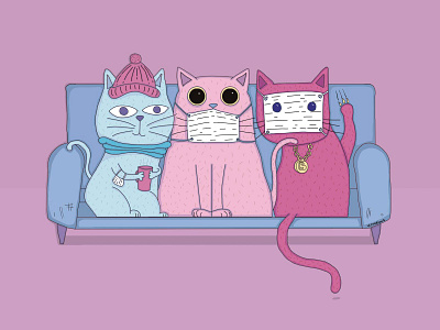 Three cats digital drawing digital illustration graphic design illustration