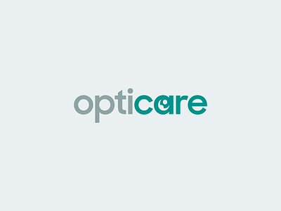 Logo For OptiCare care caring creamy green eye eyes gray green logotype minimal minimalist optic optics protction protect